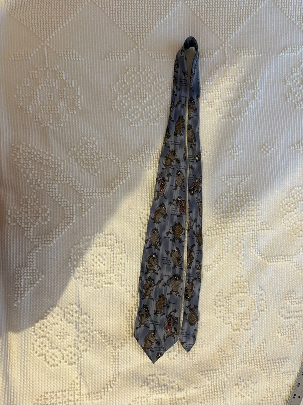 Vintage Warner Bros Silk Taz Tasmanian Devil Print Neck Tie. 1994